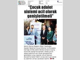 BASINDA BAROMUZ (Yeşilboğaz;"Çocuk Adalet Sistemi Acil Olarak Genişletilmeli")
