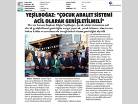 BASINDA BAROMUZ (Yeşilboğaz;"Çocuk Adalet Sistemi Acil Olarak Genişletilmeli")