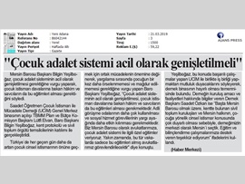 BASINDA BAROMUZ (Yeşilboğaz;"Çocuk Adalet Sistemi Acil Olarak Genişletilmeli")