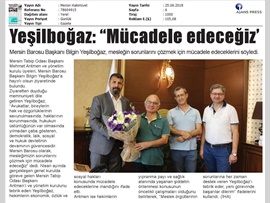 BASINDA BAROMUZ (Mersin Tabip Odası'ndan Baro Başkanımız Bilgin Yeşilboğaz'a Ziyaret)