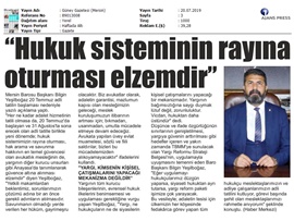 BASINDA BAROMUZ (Yeşilboğaz :"Yargı Sopa Olarak Kullanılmamalı")