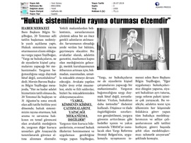 BASINDA BAROMUZ (Yeşilboğaz :"Yargı Sopa Olarak Kullanılmamalı")