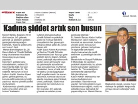 BASINDA BAROMUZ (Başkanımızın '25 Kasım Kadına Yönelik Şiddete Karşı Uluslararası Mücadele Günü’ mesajı)