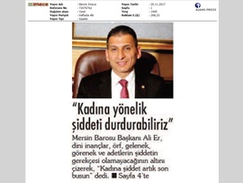 BASINDA BAROMUZ (Başkanımızın '25 Kasım Kadına Yönelik Şiddete Karşı Uluslararası Mücadele Günü’ mesajı)