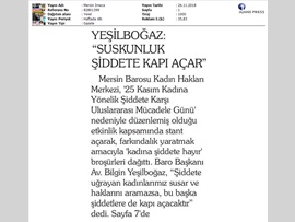 BASINDA BAROMUZ (Mersin Barosu Kadına Şiddete Karşı Stant Açtı)