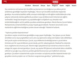 BASINDA BAROMUZ (Yeşilboğaz: "Çocuk Suçtan Arındırılmalı")