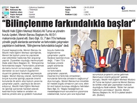 BASINDA MERSİN BAROSU (Baro Bşk. Er: "Bilinçlenme Farkındalıkla Başlar)
