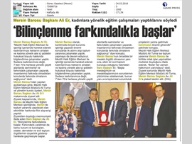 BASINDA MERSİN BAROSU (Baro Bşk. Er: "Bilinçlenme Farkındalıkla Başlar)