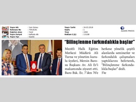 BASINDA MERSİN BAROSU (Baro Bşk. Er: "Bilinçlenme Farkındalıkla Başlar)
