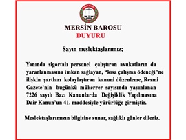 AVUKATLAR İÇİN KISA ÇALIŞMA ÖDENEĞİ