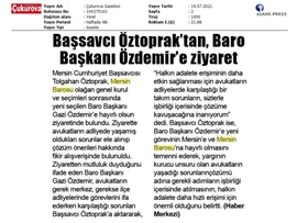 Başsavcı Öztoprak'tan Baro Başkanımız Özdemir'e ziyaret