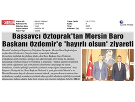 Başsavcı Öztoprak'tan Baro Başkanımız Özdemir'e ziyaret