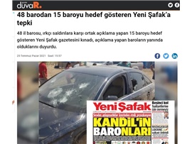 Barolardan Yenişafak Gazetesi manşetine tepki