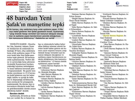 Barolardan Yenişafak Gazetesi manşetine tepki