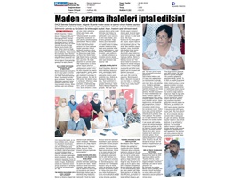 BASINDA BAROMUZ (Başkanımız Yeşilboğaz'dan Maden Arama İhalelerine Tepki)