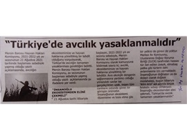 Mersin Barosu Hayvan Hakları Komisyonu: "Avcılık yasaklanmalı"