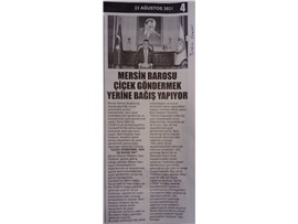 Mersin Barosu çiçek göndermek yerine bağış yapıyor