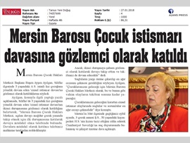 BASINDA BAROMUZ (Çocuk Hakları Merkezimiz, Çocuk İstismar Davasında Gözlemci Oldu)