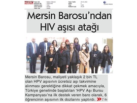 Mersin Barosu HPV Aşı Bursu Kampanyası başlattı