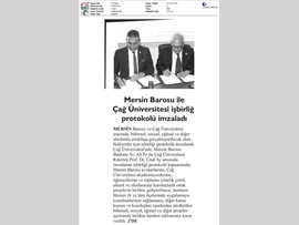 BASINDA BAROMUZ (Mersin Barosu-Çağ Üniversitesi İşbirliği Protokolü İmzaladı)