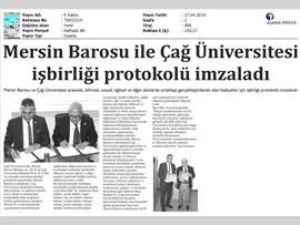 BASINDA BAROMUZ (Mersin Barosu-Çağ Üniversitesi İşbirliği Protokolü İmzaladı)