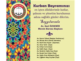 KURBAN BAYRAMINIZ KUTLU OLSUN
