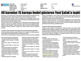 Barolardan Yenişafak Gazetesi manşetine tepki