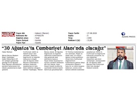BASINDA BAROMUZ (Yeşilboğaz: 30 Ağustos'ta Cumhuriyet Alanı'nda Olacağız")