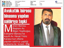 BASINDA BAROMUZ (Eskişehir'de Avukata Yapılan Saldırıya Kınama)