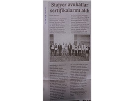 BASINDA BAROMUZ (TBB'de Eğitimini Tamamlayan Stj. Avukatlar Sertifikalarını Aldı)