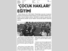 BASINDA BAROMUZ ('Çocuk Hakları Haftası’ etkinlikleri programı kapsamında, Mersin Final Okulları İlköğretim Okulu öğrencilerine yönelik ‘Çocuk Hakları’ konulu eğitim çalışmamız)