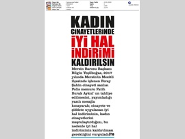 BASINDA BAROMUZ ("İyi Hal İndirimi Kadın Cinayetleri Meşrulaştırıyor")