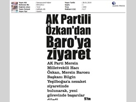 BASINDA BAROMUZ (Milletvekili Hacı Özkan'dan Baro Başkanımıza Ziyaret)
