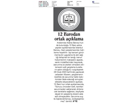 BASINDA BAROMUZ (Barolardan Gezi Davasında Yargıysa Müdahaleye Ortak Tepki)