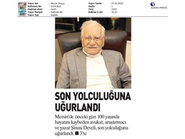 BASINDA BAROMUZ (Av. Şinasi Develi Son Yolculuğuna Uğurlandı)