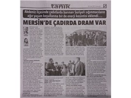 Başkanımız Yeşilboğaz, elektriği olmayan Suriyeli mülteci çadırını ziyaret etti