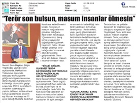 BASINDA BAROMUZ (Baro Başkanımızdan Teröre Kınama)