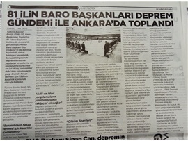 TBB ve Baro Başkanları, depremzedeler için toplandı