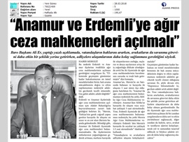 BASINDA BAROMUZ (Baro Bşk. Er: "Anamur ve Erdemli'ye Ağır Ceza Mahkemeleri Kurulmalı)