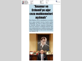 BASINDA BAROMUZ (Baro Bşk. Er: "Anamur ve Erdemli'ye Ağır Ceza Mahkemeleri Kurulmalı)