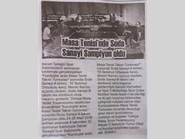 BASINDA BAROMUZ (Kurumlar Arası Masa Tenisi Turnuvasında Baromuz 3.'lük Kupası Kazandı)