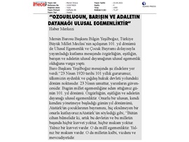 23 Nisan Ulusal Egemenlik ve Çocuk Bayramı Mesajı