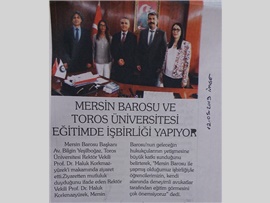 BASINDA BAROMUZ (Mersin Barosu-Toros Üniversitesi Eğitimde İşbirliği)