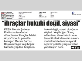 BASINDA BAROMUZ (Baro Başkanımız Av. Bilgin Yeşilboğaz, 'İhraçlar Adalet Arıyor' Paneline Konuşmacı Olarak Katıldı)