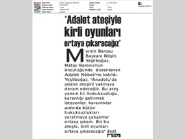 BASINDA BAROMUZ (Baro Başkanımız Hatay'da Adalet Nöbetine Katıldı)
