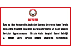 AVUKATLIK ÜCRETİNE VERGİ TEVKİFATI UYGULAMASINDA DEĞİŞİKLİK YAPILDI