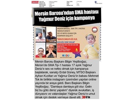 Baromuz SMA Tİp-1 hastası Yağmur Deniz için kampanya başlattı