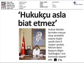 BASINDA BAROMUZ (Baro Başkanı Bilgin Yeşilboğaz: "Adalet Çarkı Dönmeli)
