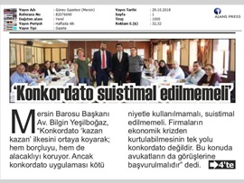 BASINDA BAROMUZ (Yeşilboğaz: "Konkordato Suistimal Edilmemeli)