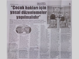 BASINDA BAROMUZ (Mersin Barosu Çocuk Hakları Merkezi Bşk. Av. Ruşen Ayşen Ayılgan'ın 'Dünya Çocuk Hakları Haftası' Basın Açıklaması)